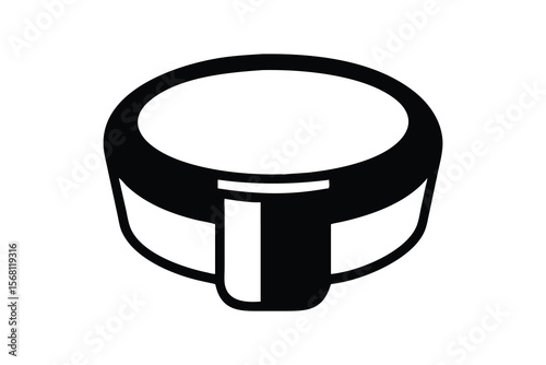 Simple black and white line art illustration of a modern air fryer basket with a handle on a white background
