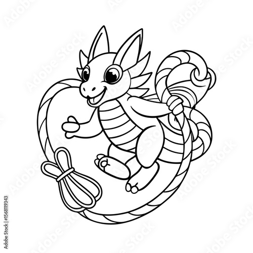 Dragon Jumping Rope with Licorice Coloring Page