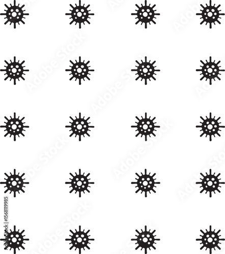 Silhouette set of vector illustrations of simple shapes of various virus icons and pictograms