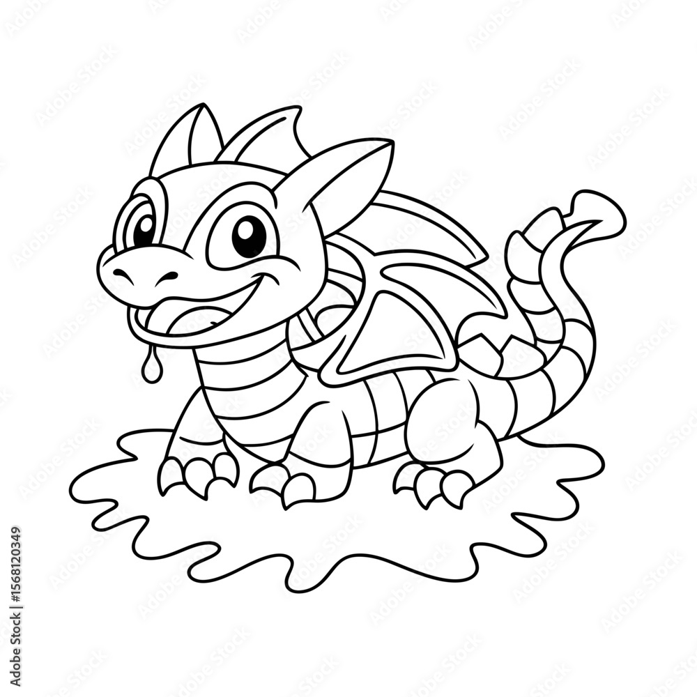Obraz premium Dragon Splashing in Jelly Pool Coloring Page
