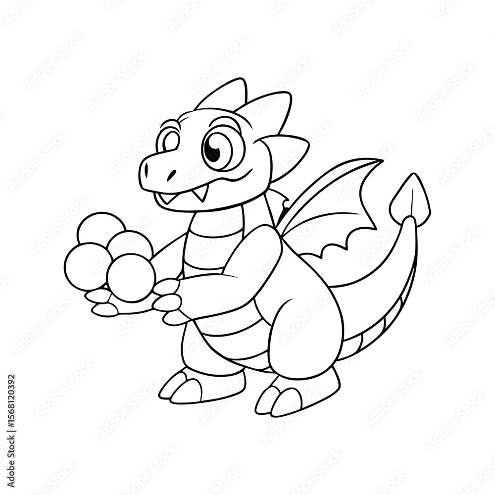 Obraz premium Dragon Tossing Marshmallows Coloring Page