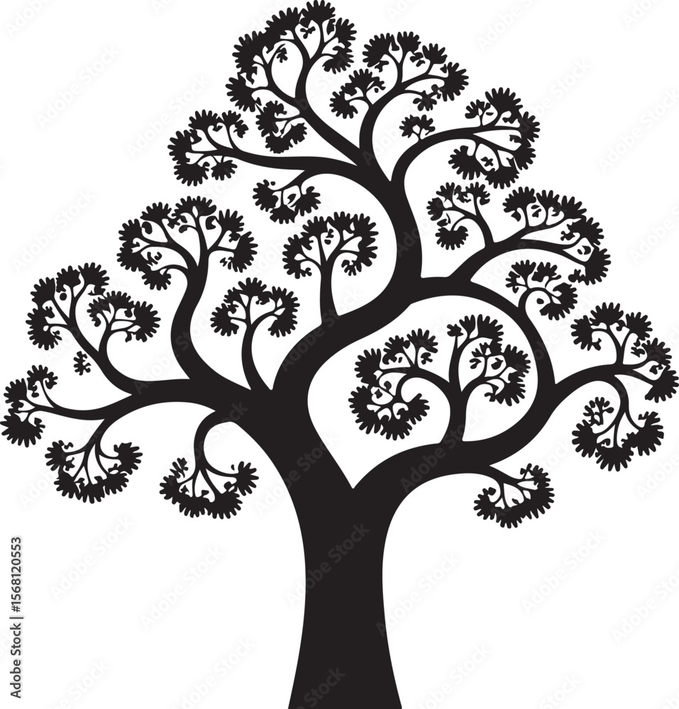 Obraz premium tree silhouette, editable vector image