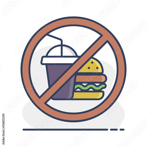 No fast food and drink vector icon