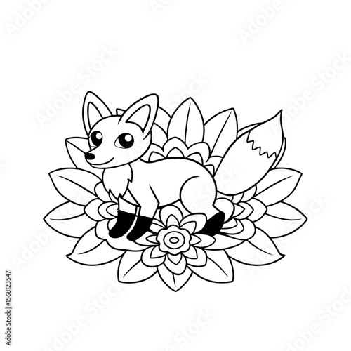 Fox Paddling Through a Jelly Lake Coloring Page