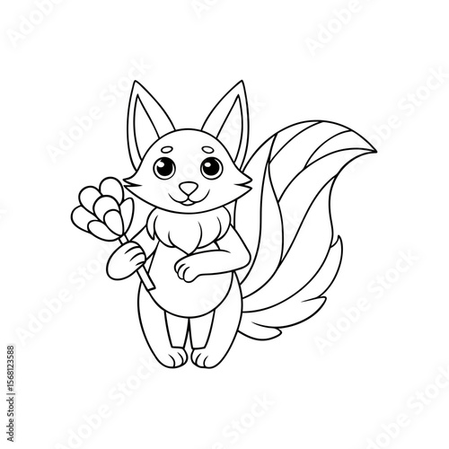 Fox Creating a Rainbow Mural Coloring Page