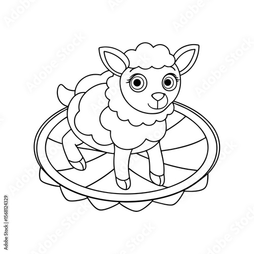 Lamb Bouncing on Petals Coloring Page