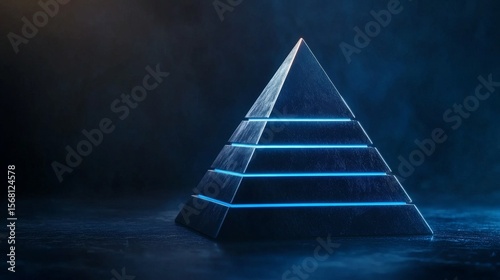 Wallpaper Mural Symbolize of organization chart. Abstract pyramid structure with illuminated edges in dark environment. Torontodigital.ca