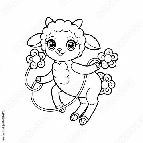 Lamb Jumping Rope Coloring Page