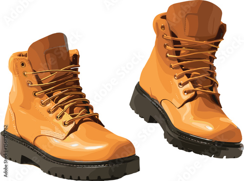 Durable tan leather work boots with rugged black sole, stylish outdoor footwear for construction, hiking, fashion, or winter wear