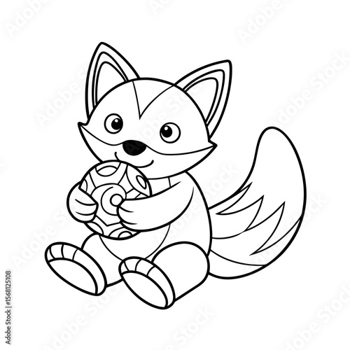 Fox Cuddling a Candy Heart Coloring Page
