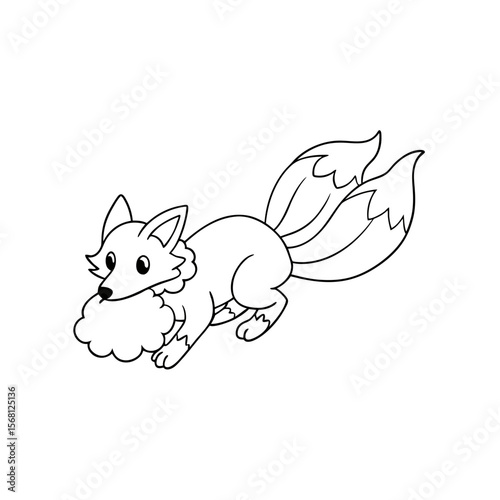 Fox Diving into Marshmallow Fluff Coloring Page