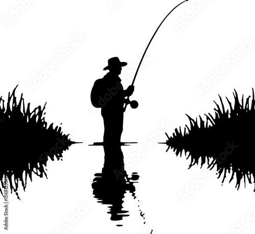 silhouette of fisherman with fishing rod, fishing, fisherman, silhouette, water, sunset, fish, lake, sport, sea, rod, boy, angler, leisure, beach, hobby, fisher, river, people, nature, ocean, angling,
