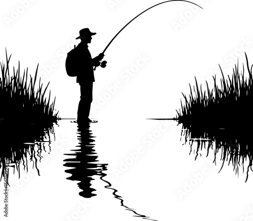 silhouette of fisherman with fishing rod, fishing, fisherman, silhouette, water, sunset, fish, lake, sport, sea, rod, boy, angler, leisure, beach, hobby, fisher, river, people, nature, ocean, angling,