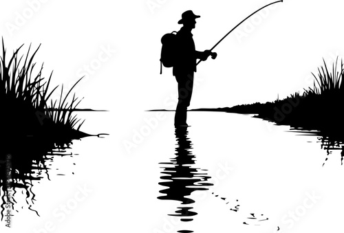 silhouette of fisherman with fishing rod, fishing, fisherman, silhouette, water, sunset, fish, lake, sport, sea, rod, boy, angler, leisure, beach, hobby, fisher, river, people, nature, ocean, angling,