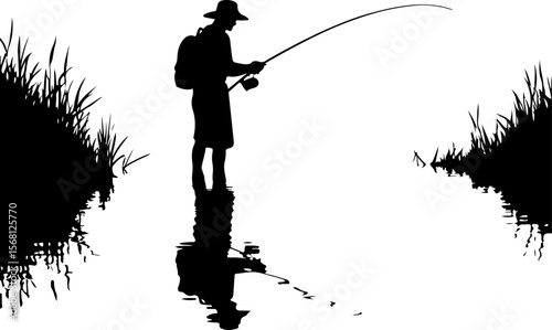 silhouette of fisherman with fishing rod, fishing, fisherman, silhouette, water, sunset, fish, lake, sport, sea, rod, boy, angler, leisure, beach, hobby, fisher, river, people, nature, ocean, angling,