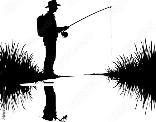 silhouette of fisherman with fishing rod, fishing, fisherman, silhouette, water, sunset, fish, lake, sport, sea, rod, boy, angler, leisure, beach, hobby, fisher, river, people, nature, ocean, angling,