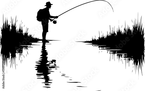 silhouette of fisherman with fishing rod, fishing, fisherman, silhouette, water, sunset, fish, lake, sport, sea, rod, boy, angler, leisure, beach, hobby, fisher, river, people, nature, ocean, angling,