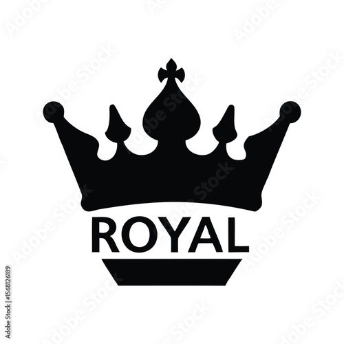Simple Graphic Logo of a Black Royal Crown with Text Below