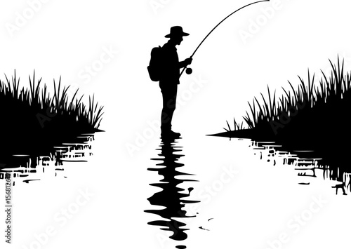 silhouette of fisherman with fishing rod, fishing, fisherman, silhouette, water, sunset, fish, lake, sport, sea, rod, boy, angler, leisure, beach, hobby, fisher, river, people, nature, ocean, angling,