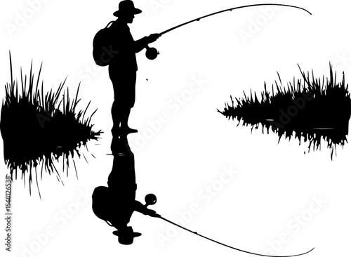 silhouette of fisherman with fishing rod, fishing, fisherman, silhouette, water, sunset, fish, lake, sport, sea, rod, boy, angler, leisure, beach, hobby, fisher, river, people, nature, ocean, angling,