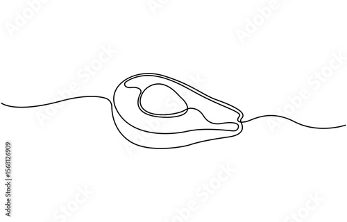 Avocado Single Line Icon, Continuous one single minimal line drawing Avocado, Sketch and Doodle Design. Avocado continuous line drawing vector illustration.