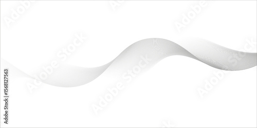 Flowing dots particles wave pattern 3D curve halftone black gradient curve shape isolated on white background. Vector in concept of technology, science, music, modern vector wave