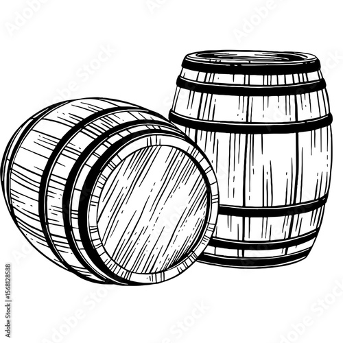 Wooden Barrels Illustration⁠
