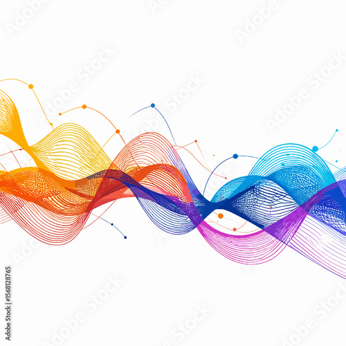 Vibrant Abstract Wave Pattern with Rainbow Gradient on a White Background for Modern Design Projects