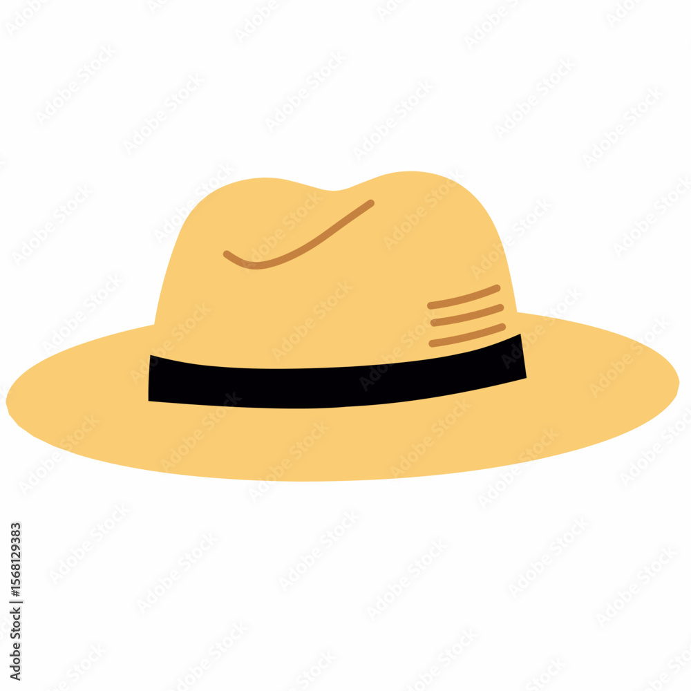 Travel hat illustration with a stylish brim, perfect for sunny destinations and stylish vacation outfits. Travel hat illustration with a stylish brim, perfect for sunny destinations and stylish vacation outfits.