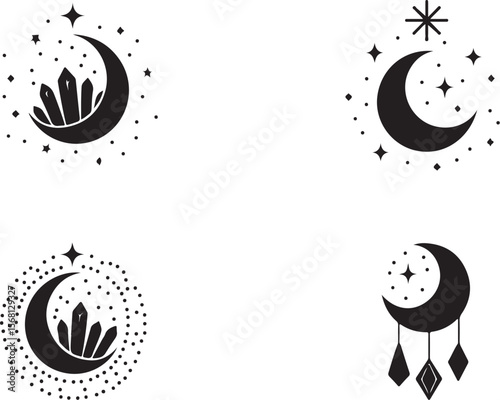 Mystic Moon & Crystal Dream vector Set vector