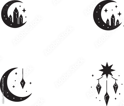 Mystic Moon & Crystal Dream vector Set vector