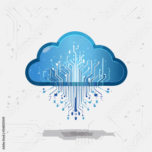Abstract Blue Cloud Computing Network Digital Technology