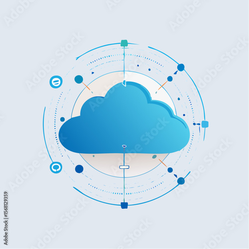 Abstract Blue Cloud Computing Network Icon