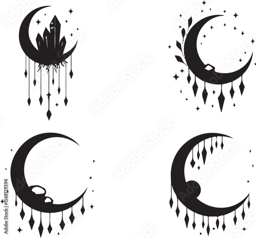 Mystic Moon & Crystal Dream vector Set vector
