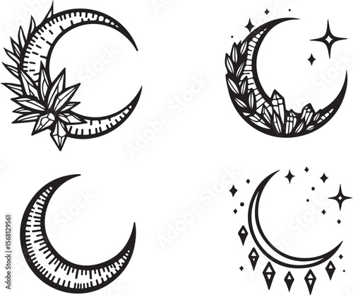Mystic Moon & Crystal Dream vector Set vector