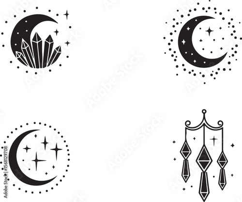 Mystic Moon & Crystal Dream vector Set vector