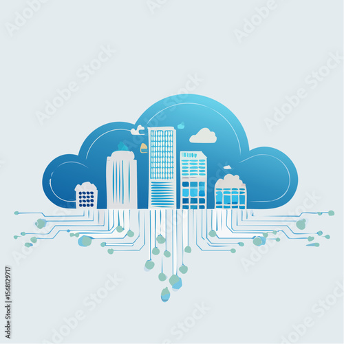 Abstract Cityscape within a Cloud Computing Network