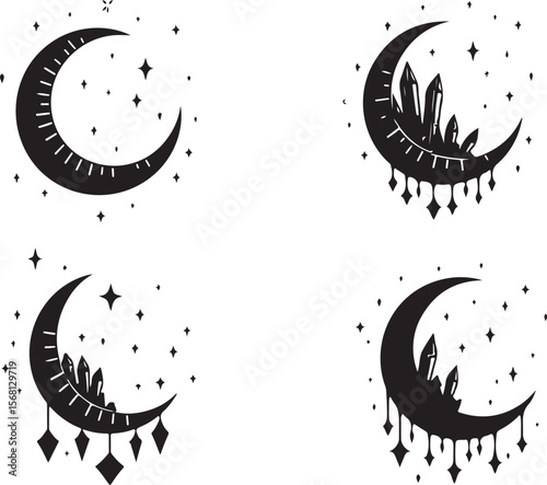 Mystic Moon & Crystal Dream vector Set vector