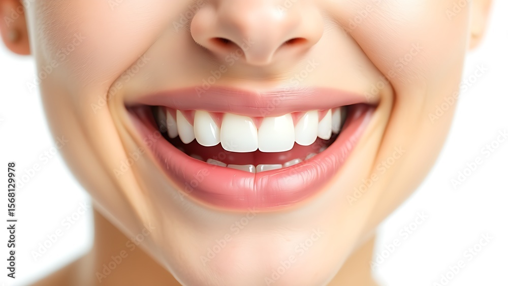 Fototapeta premium A close-up of bright, healthy white teeth with a clean and radiant smile.