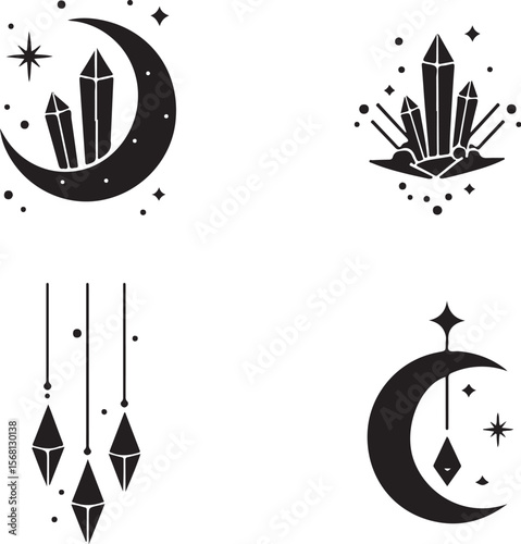 Mystic Moon & Crystal Dream vector Set vector