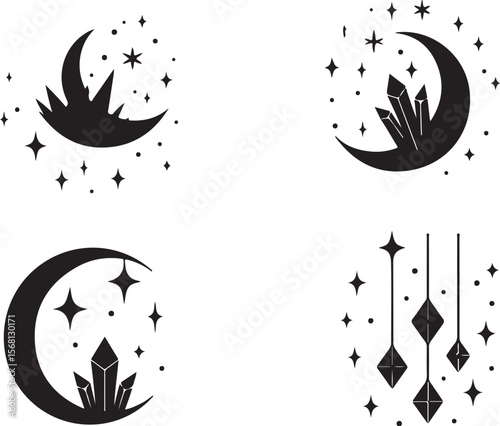 Mystic Moon & Crystal Dream vector Set vector