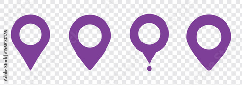 Set of location pin icons. Map marker pointer symbols, GPS location. Navigation map, location navigation icon, geo location point. Vector.