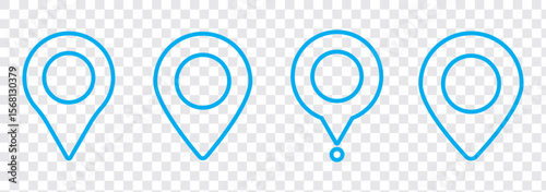 Set of location pin icons. Map marker pointer symbols, GPS location. Navigation map, location navigation icon, geo location point. Vector.