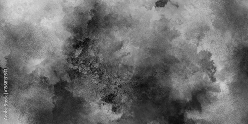 Abstract white and gray isolated cloud cumulus clouds. Gray aquarelle painted realistic fog or mist smoky textured canvas design. White and ash messy wall stucco texture background.	