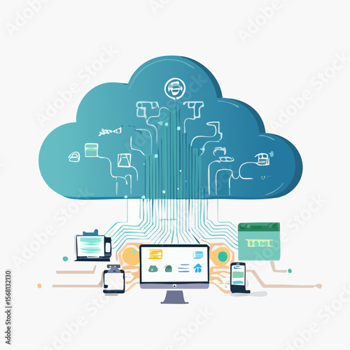 Cloud Computing Network Digital Devices Data Storage