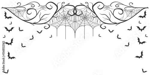 spooky Halloween dividers, bats and spiders. vector eps