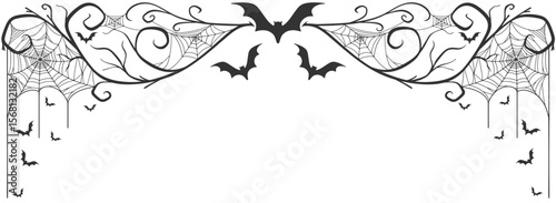 spooky Halloween dividers, bats and spiders. vector eps