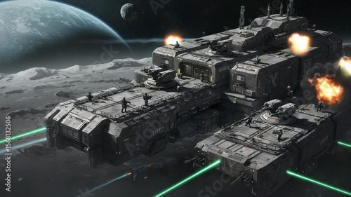 Wallpaper Mural Spaceship battle in space Torontodigital.ca