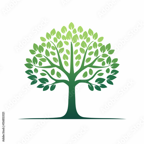 Green Tree Illustration with Lush Foliage