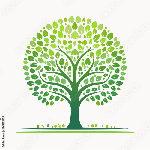 Green Tree Illustration with Lush Foliage